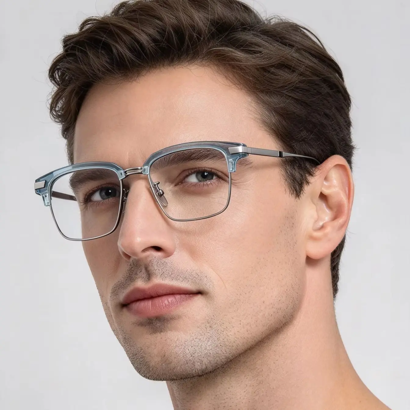 Classic Eyebrows Titanium Men's Glasses Frame Drive Computer Reading Male Optical  Prescription Myopia Progressive Lenses