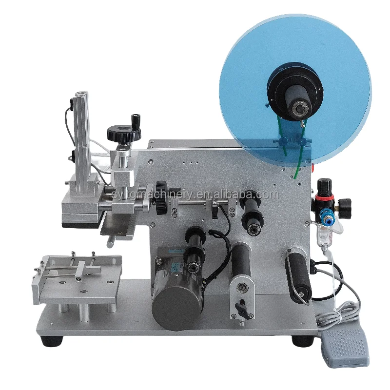 

MT-60 Semi-Automatic Labeling Machine For Plastic Glass Jar Lids Boxes Card Bags Pneumatic Top Flat Labels
