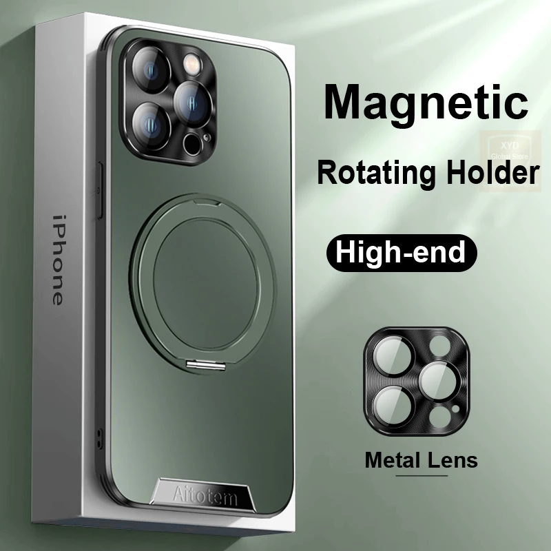 

Luxury Brand Case For iPhone 15 Pro Max Magnetic Holder Phone Case For iPhone 15 Pro Max iPhone15 Cover Shell Stand Matte Skin