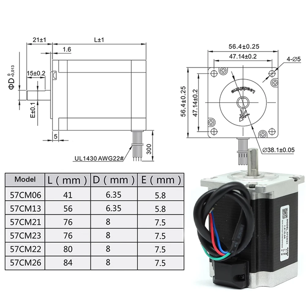 HLTNC Leadshine 57CM06 57CM13 57CM21 57CM22 57CM23 57CM26 Diâmetro do eixo 6,35 mm 8 mm com DM542J para CNC
