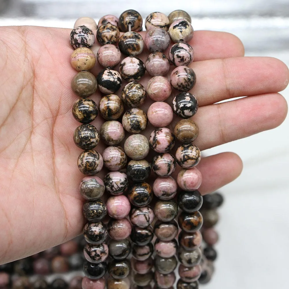 wholesale Price Natural Stone Black Lace Rhodonite Beads In Loose 15