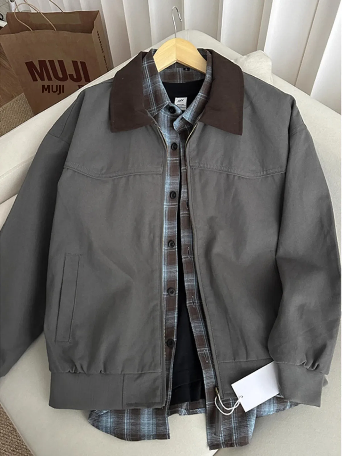 

Cleanfit ort Khartoum Jaet Men's Spring Autumn American Waed Detroit Workwear Baseball Sle Zipper Closure Jaet