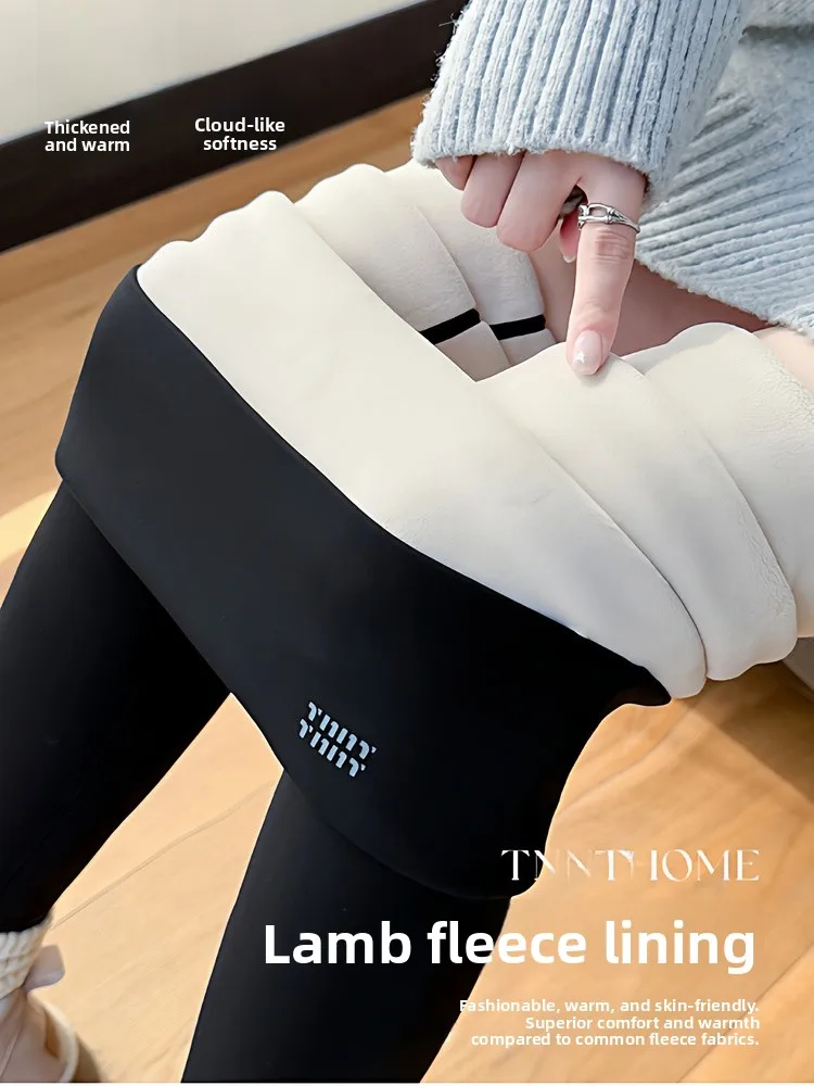 ハイウエストの厚手のラムベルベット素材のヨガパンツ、レディース秋冬用、裏起毛でお腹をカバーするバービーレギンス