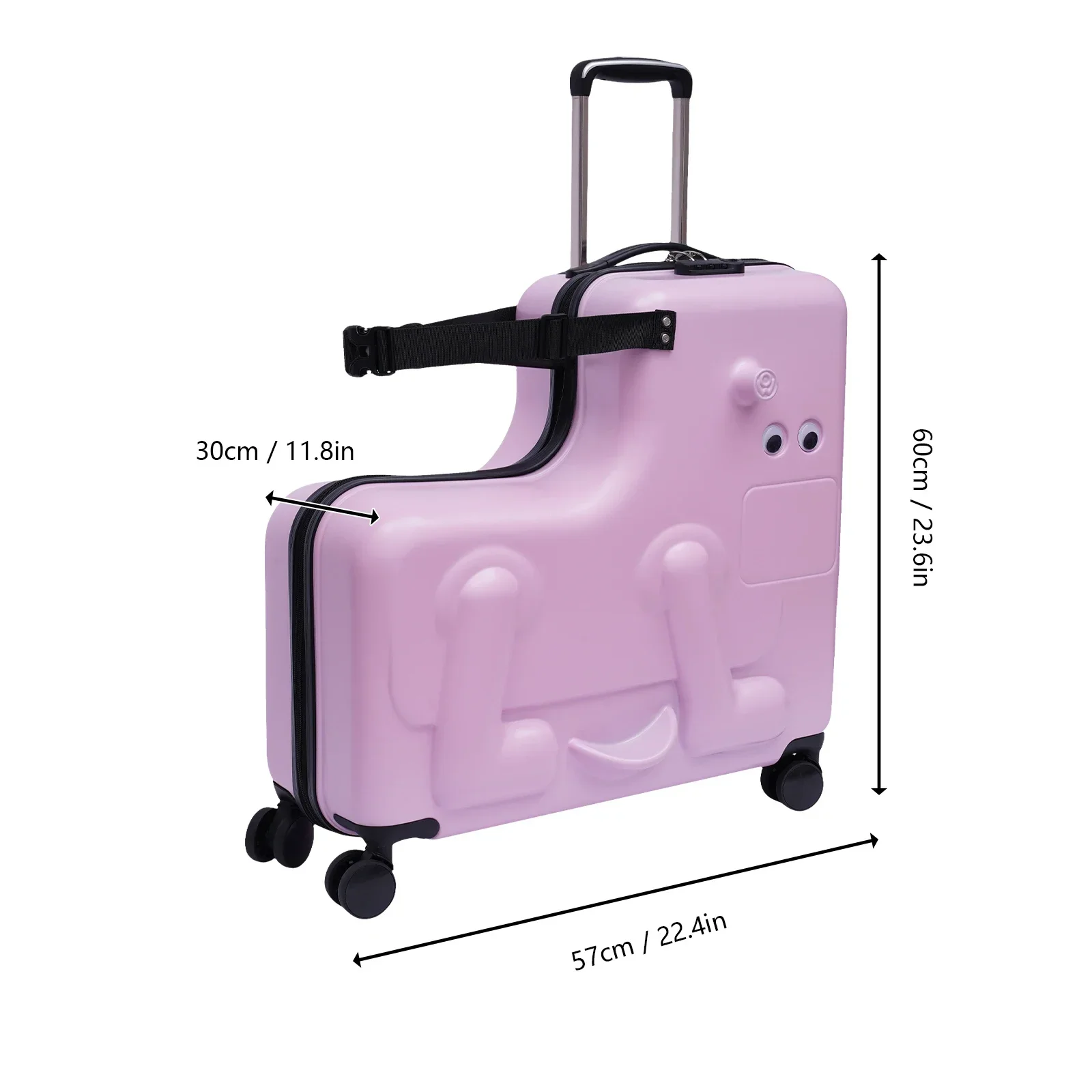 24인치 핑크색 안전하고 재미있는 어린이 여행용 접이식 안전벨트가 있는 탑승형 캐리어