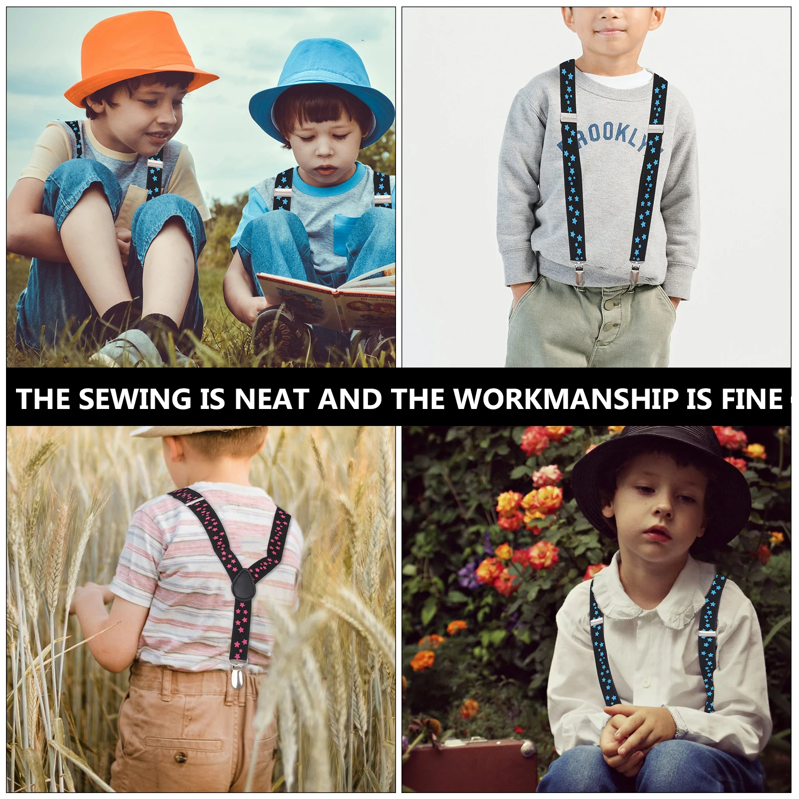 

2 Pcs Strap Elastic Suspender Trouser Decor Clip-on Children Supply Unisex Printed Braces