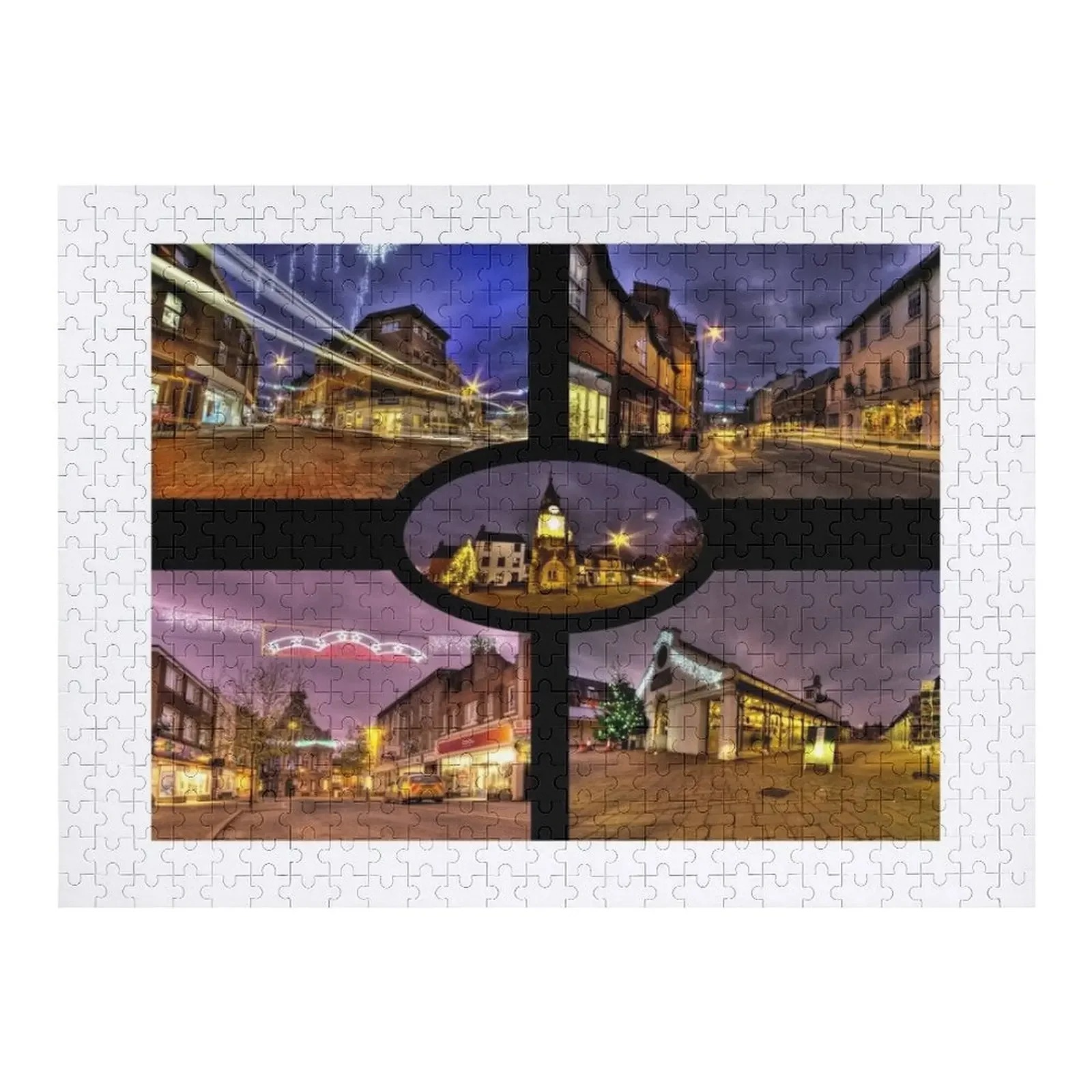 

Christmas at Tiverton Jigsaw Puzzle Wooden Decor Paintings Wood Name Puzzle