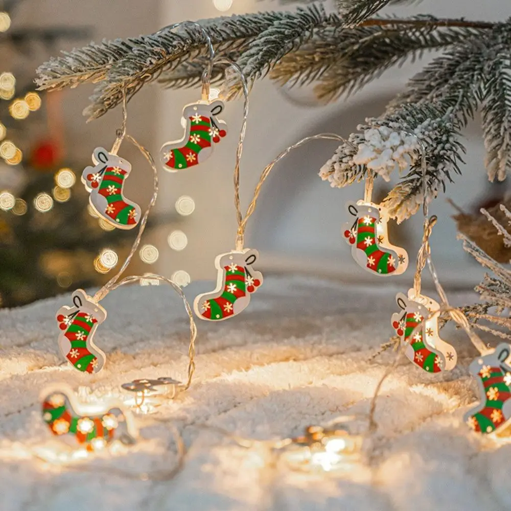 Cartoon Kerst LED Light String Elanden Vorm Kerstman Patroon Kerst Ornament String Light Ophangbare Sneeuwpop Figuur