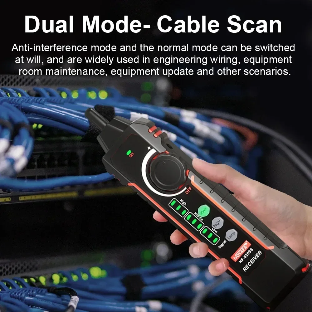 Imagem -04 - Noyafa Nf8209s Testador de Cabo de Rede Rastreador de Cabo Cat5 Cat6 Poe Testador Detectar Comprimento Teste de Continuidade com Testador de Cabo de Lâmpada