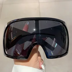 Y2K Big Frame Oversized Wrap Sunglasses Women For Men Vintage Flat Top Sun Glasses For Men Luxury Brand Designer Steampunk Shade