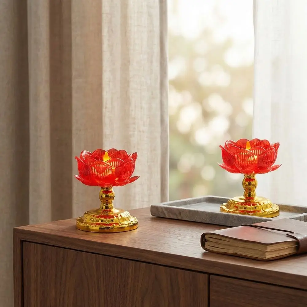 2Pcs Creative Electronic Incense Burner Set Battery Operated Lotus Shaped Swing Flameless Candles Decorative Portable