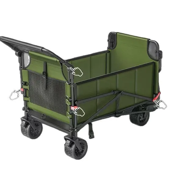 Green Four-Wheel Lightweight Durable Camper Car Outdoor Folding Multifunctional Beach Reclining Trolley Camping Trailer Shopping