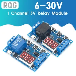 DC 6-30V compatible con Micro USB 5V pantalla LED, Ciclo de automatización, temporizador, Control de apagado, relé de tiempo de retardo 6V 9V 12V 24V