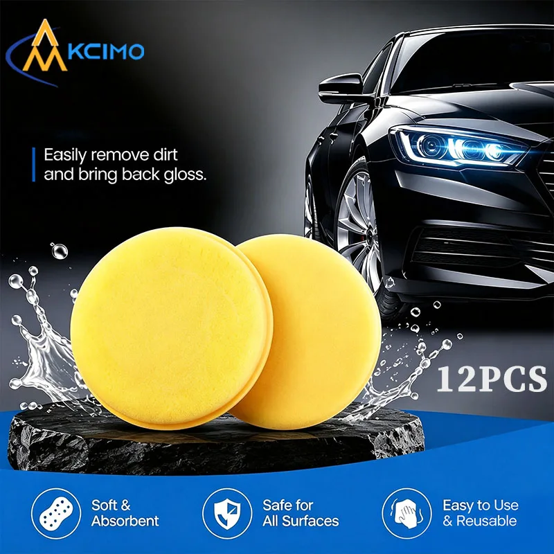 Car Waxing Sponge Soft Absorbent Foam Pads Reusable Polishing Sponge for Car Paint Surface Cleaning Wax Application