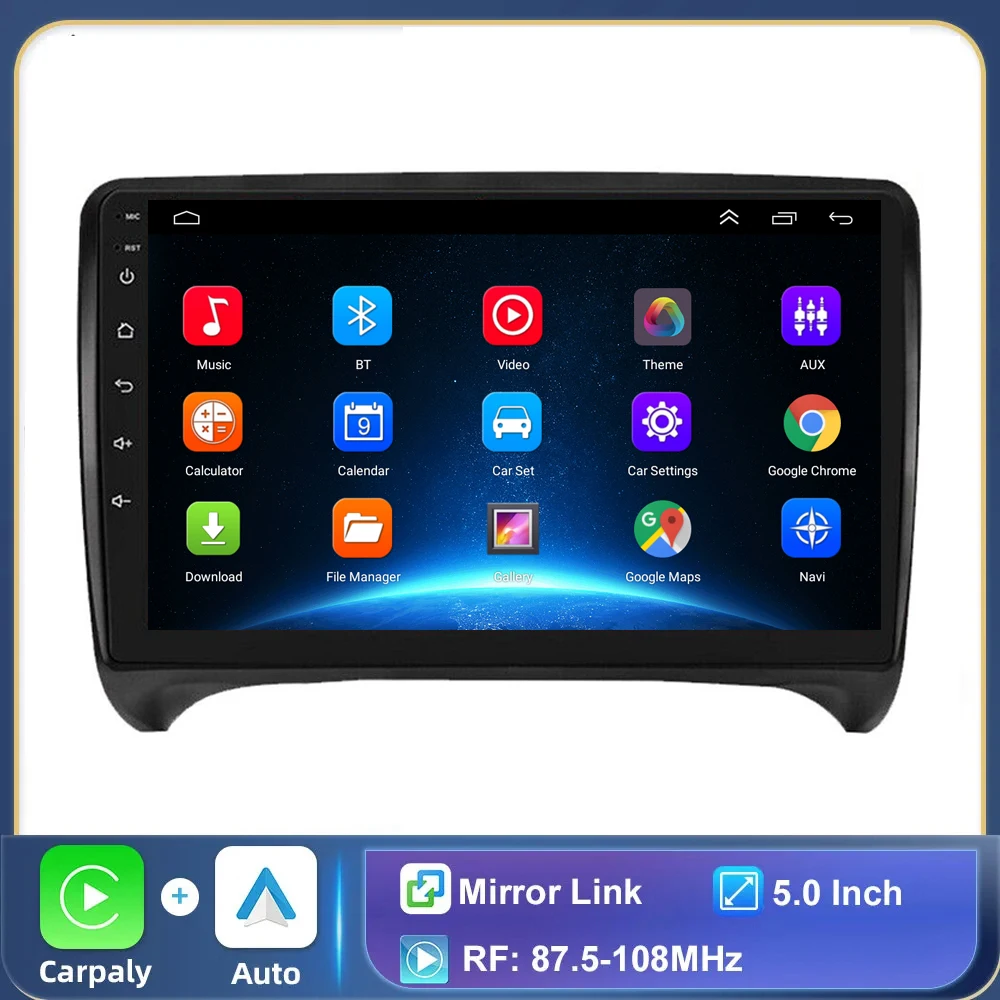 

2DIN Carplay For AUDI TT MK2 8J 2006 2007 2008 - 2014 Android 14.0 Car Radio Multimedia Player GPS Navi BT Stereo RDS 4G DSP