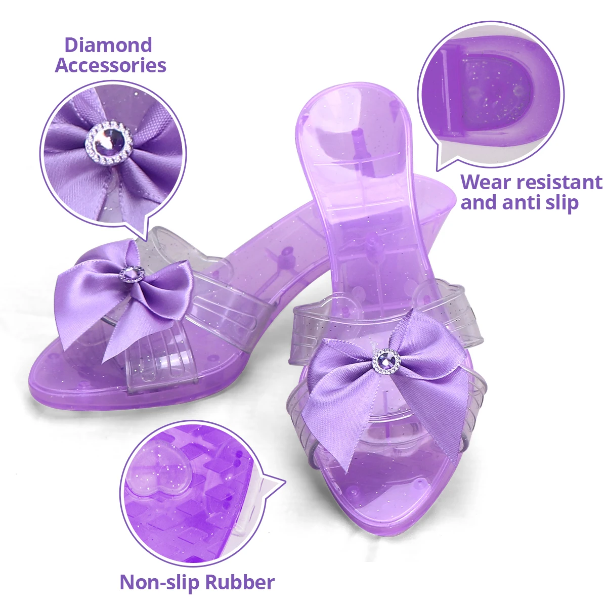 Princess chiffon dress handbag high heels unicorn headband accessory set