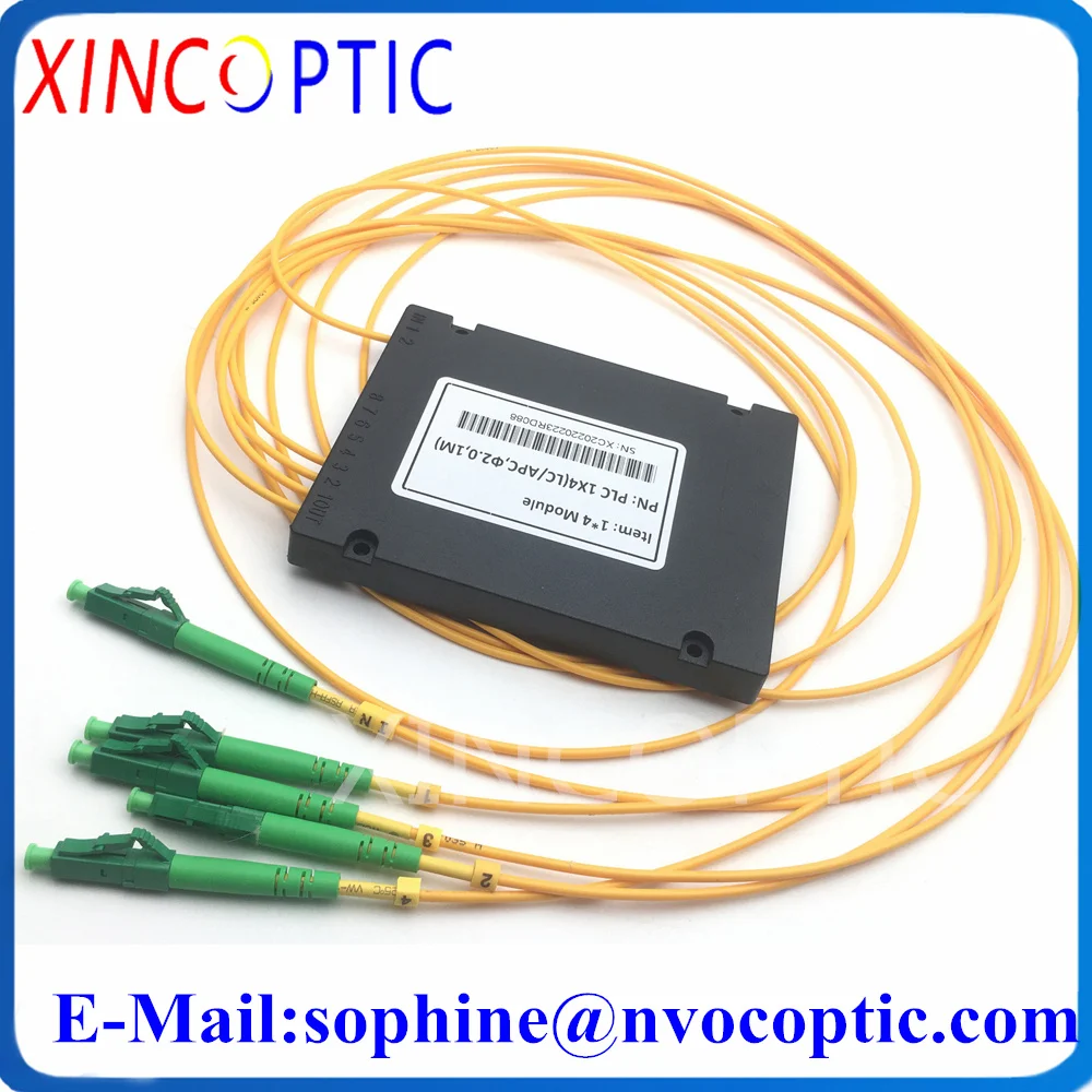 GPON EPON 2.0mm 1x4 1M ABS Box Pacakge 1*4 Fiber Optical PLC Splitter Coupler with SC/ST/FC/LC UPC APC Connector