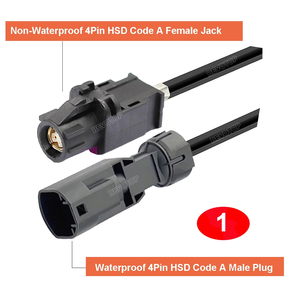 1PCS Car Video Line Camera Wire Harness Waterproof LVDS HSD A Male to Non-Waterproof HSD A Female Straight/RA 90° Jack Cable