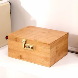 1PCS Flip-top Bamboo Storage Box with Lock Household Tobacco Loose Tea Storage Box Wooden