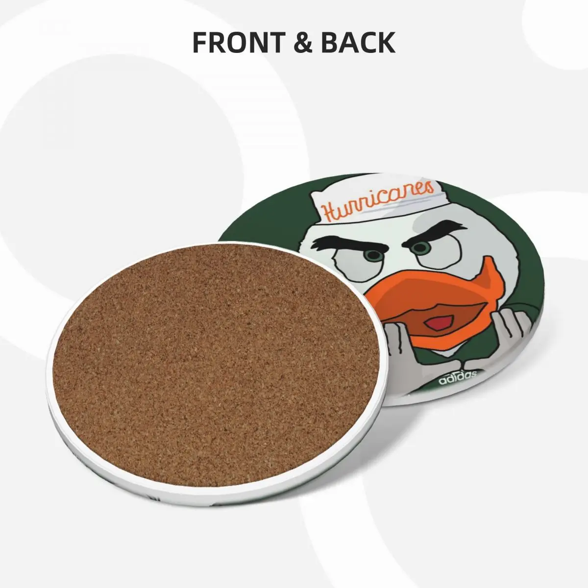 University of Miami - Sebastian the Ibis Ceramic Coasters (Set of 4) eat table customized Coasters