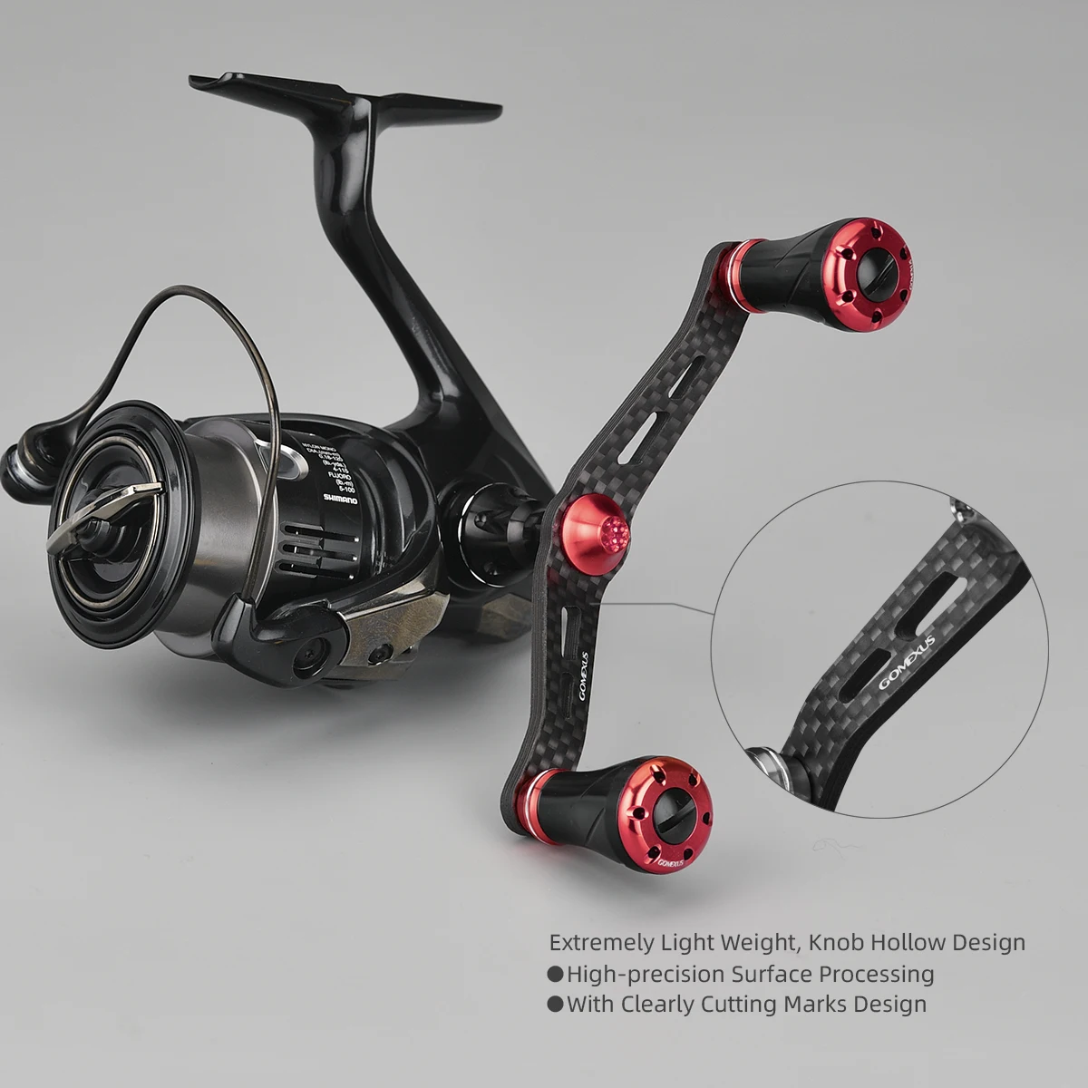 Gomexus Double Carbon Handle Eging Fishing 98mm For Daiwa Exist Certate Fuego Ballistic Luvias Tatula LT Spinning Reel