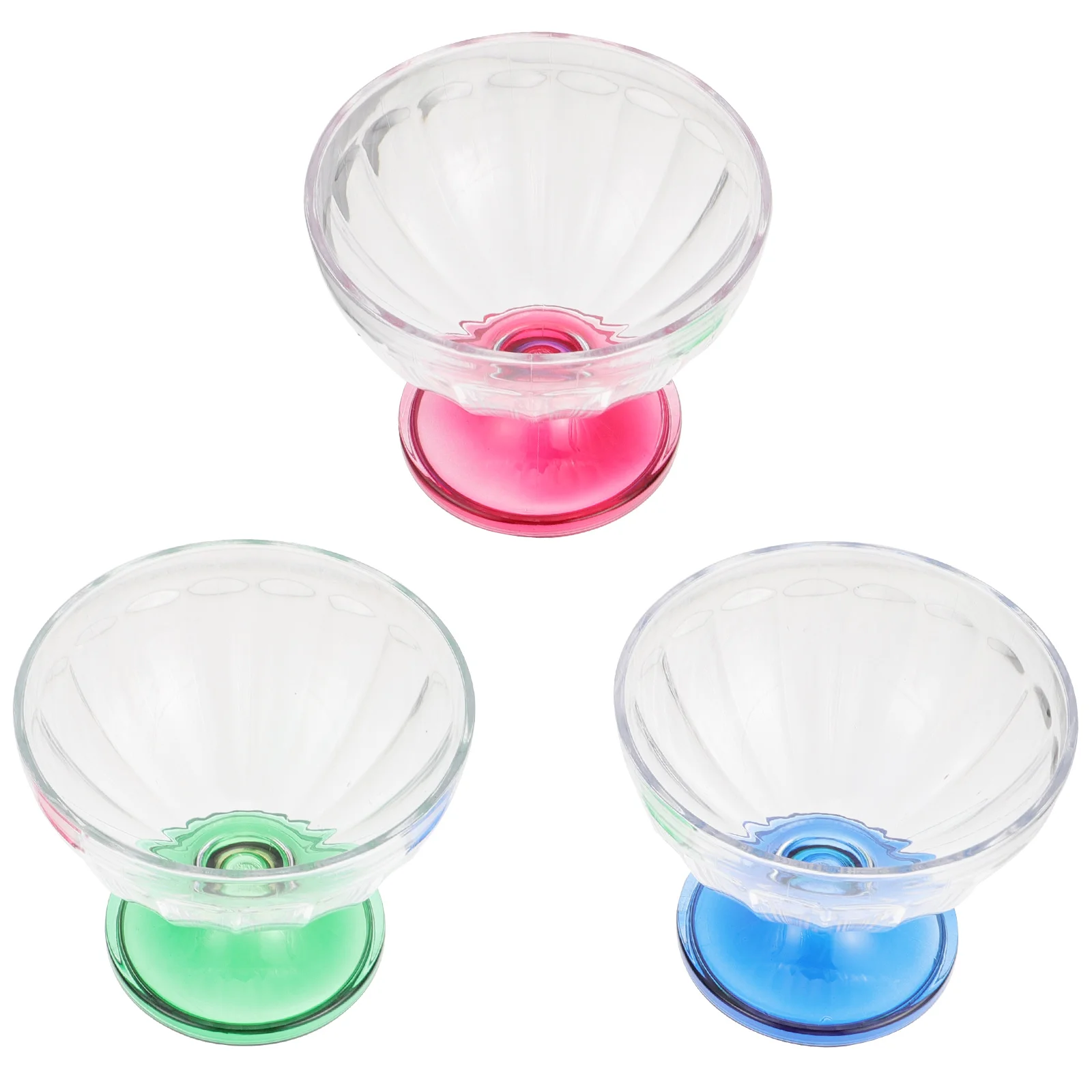 3 Pcs Ice Cream Cup Reusable Hard Plastic Cups Disposable with Lid Desserts Containers for Parties Glass Clear Party Mug