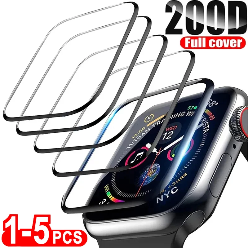 Soft Glass For Apple Watch 9 8 7 se 6 Full Screen Protector 44mm 45mm 41mm 38mm 42mm for iWatch series ultra 2 49mm Accessories