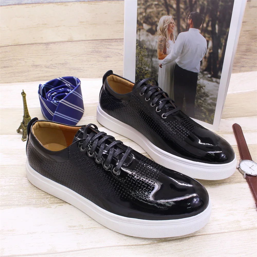 

Мужские кожаные туфли на шнуровке с тиснением, дышащие, для делового повседневного стиля, с массивной подошвой, модные и универсальные