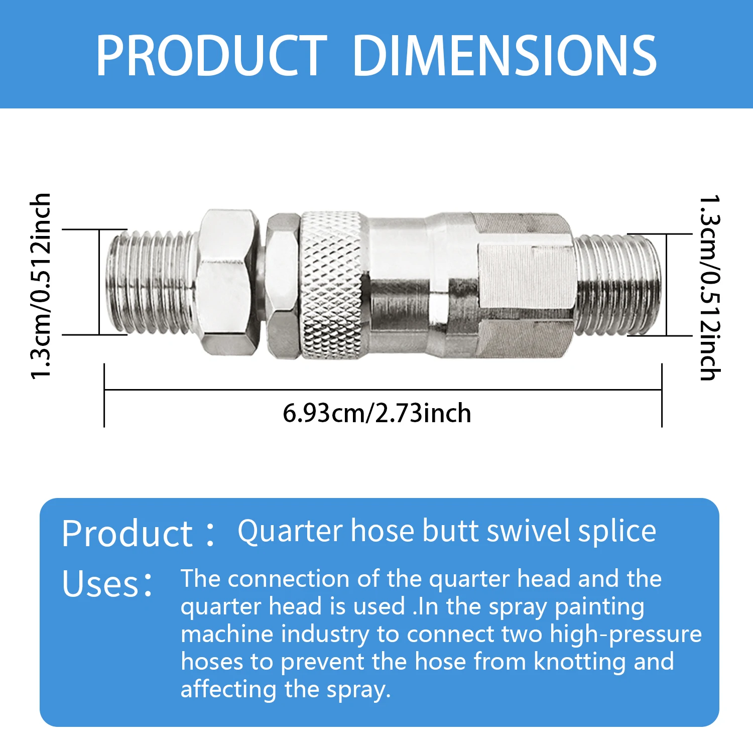 قطعتان من وصلة دوارة 360 درجة مقاس 1/4 بوصة لآلة طلاء الرش بدون هواء، مسدس رش عالي الضغط من الفولاذ المقاوم للصدأ مسدس رش دوار مشترك ومفصل دوار للخرطوم #2