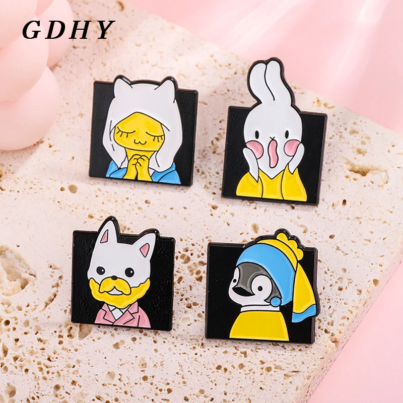 GDHY Cartoon Oil Painting Enamel Pin Scream Picasso Van Gogh Prayer Girl Brooch Badge Lapel Jewelry for Friends Wholesale