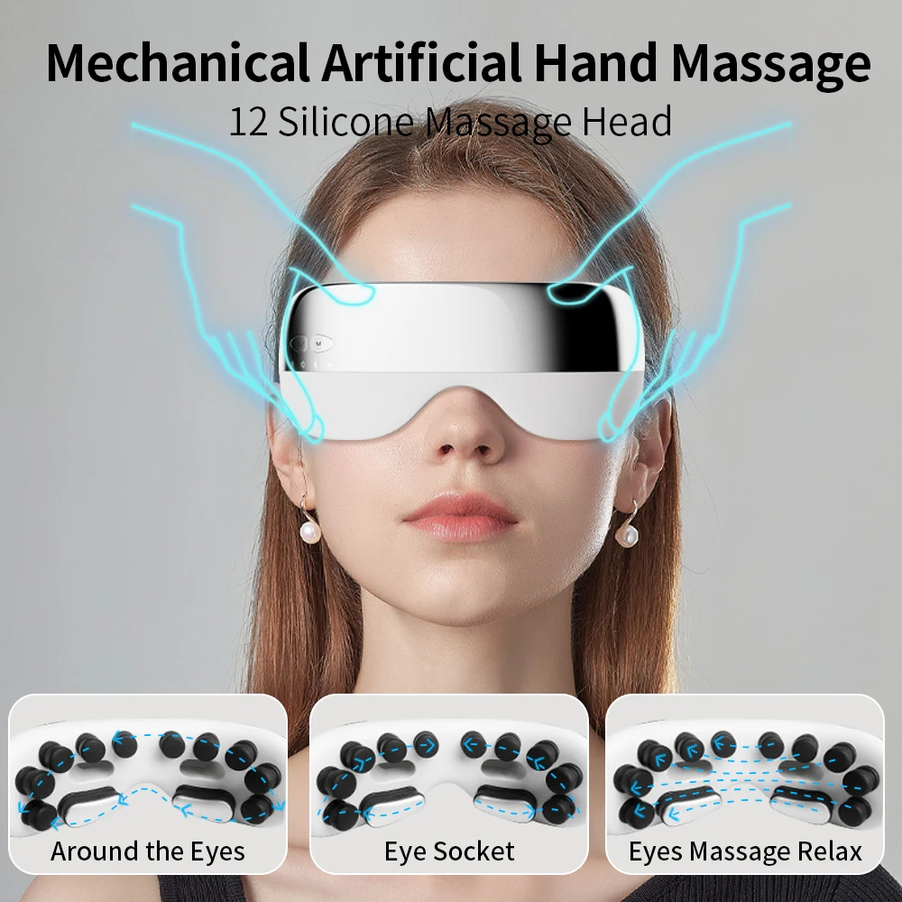 Phenitech 3D Bluetooth Music Eye Massager para aliviar a tensão ocular, máscara para os olhos massageador presentes para mulheres/homens