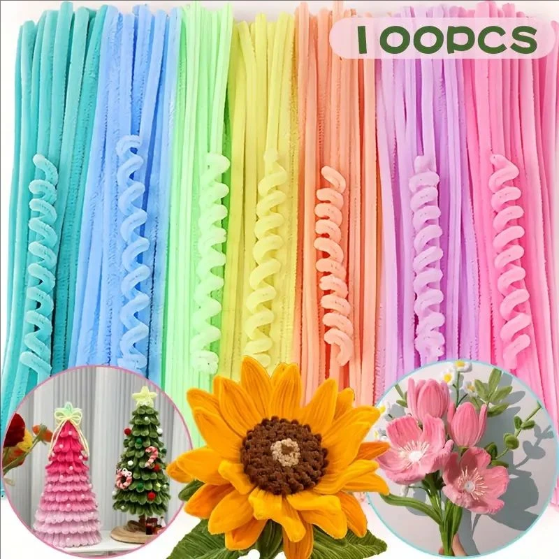 

100pcs Macaron Color Twist Bar Random Color DIY Artificial Flowers Accessories Creative Hand Tools, Craft Supplies Decoration