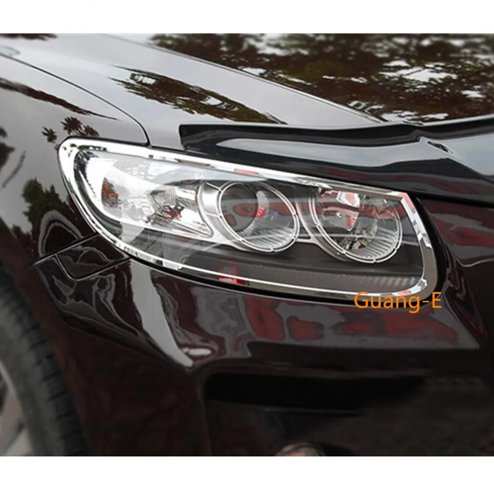 For Hyundai Santafe Santa Fe 2006 2007 2008 2009 2010 2011 2012 Cover Detector ABS Chrome Front Light Lamp Trim Frame Eyebrow