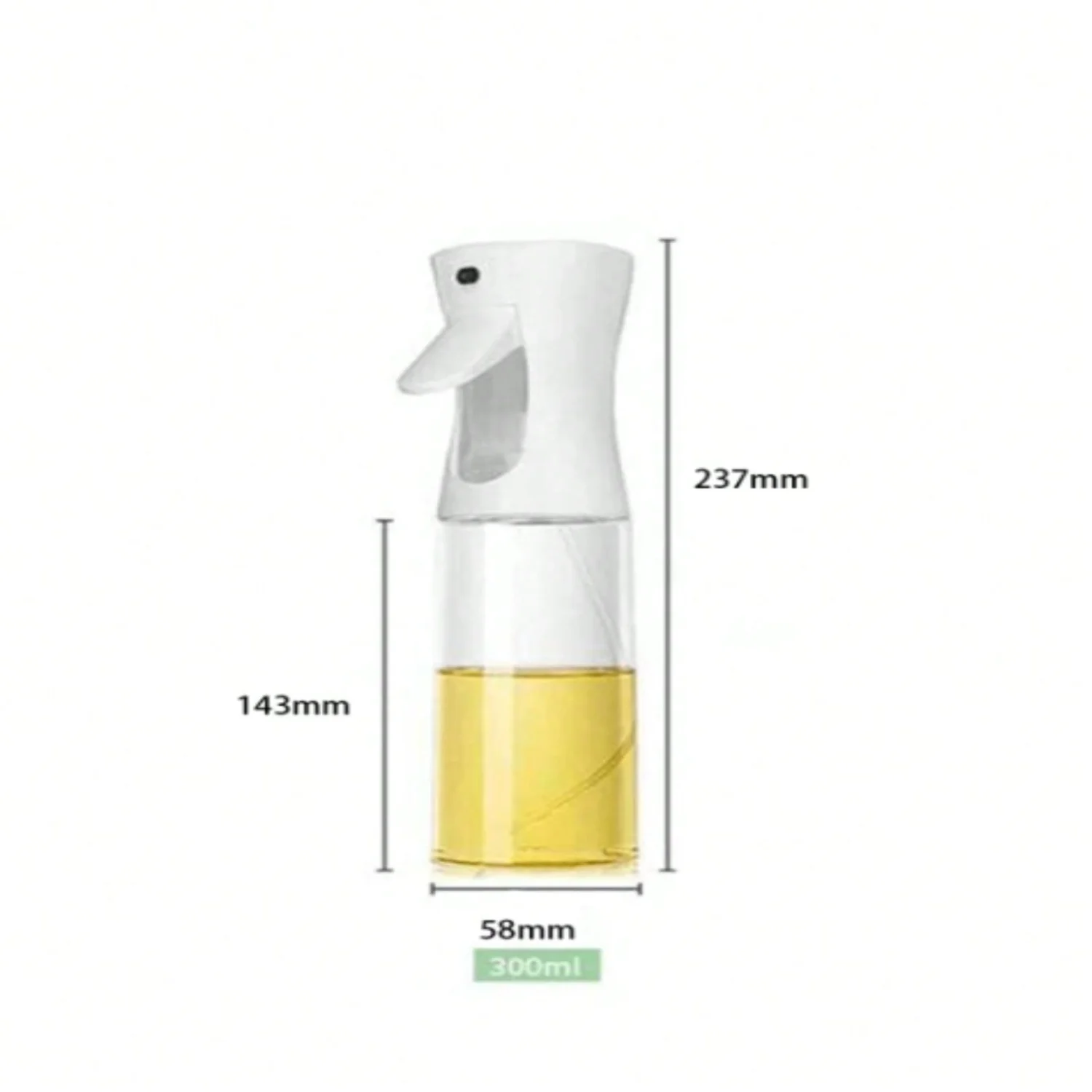 1 قطعة 300 مللي بخاخ زيت شفاف حديث من البلاستيك الأسود 300 مللي ، زجاجة رذاذ زيت للمطبخ ، للتخييم والشواء والسلطة والتحميص ، Co
