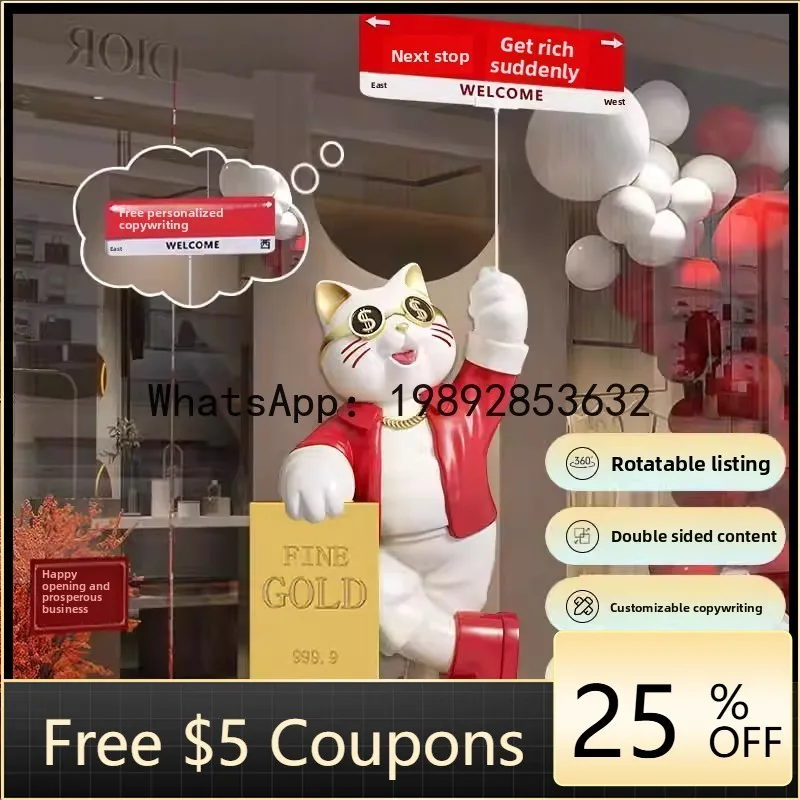 Z4  Lucky Cat Large Floor Ornament for Opening Housewarming Prosperity Lucky Cat for New Store
