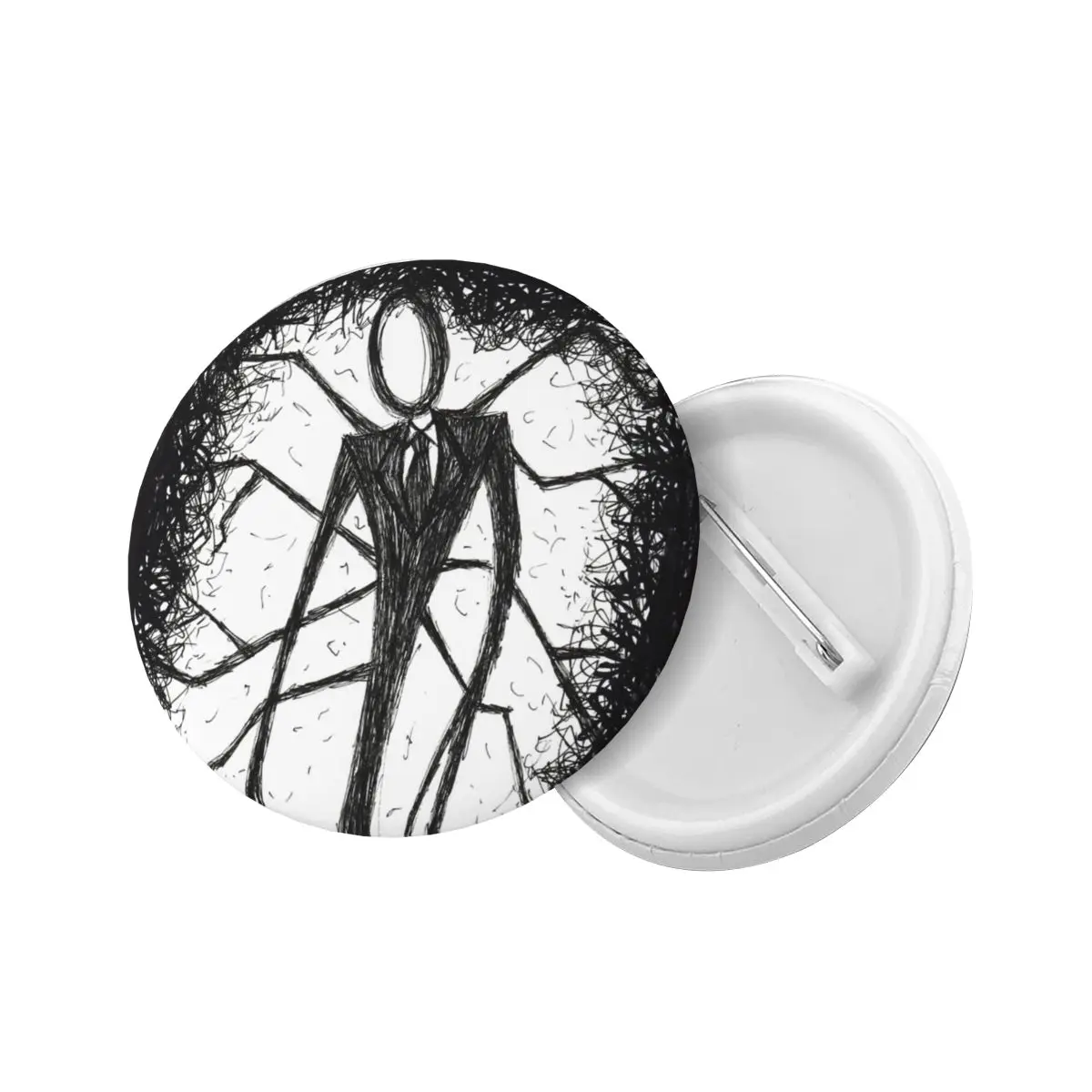 Horror Supernatural Slenderman Round Button Pin for Backpack Customizable Pinback Badge Brooch