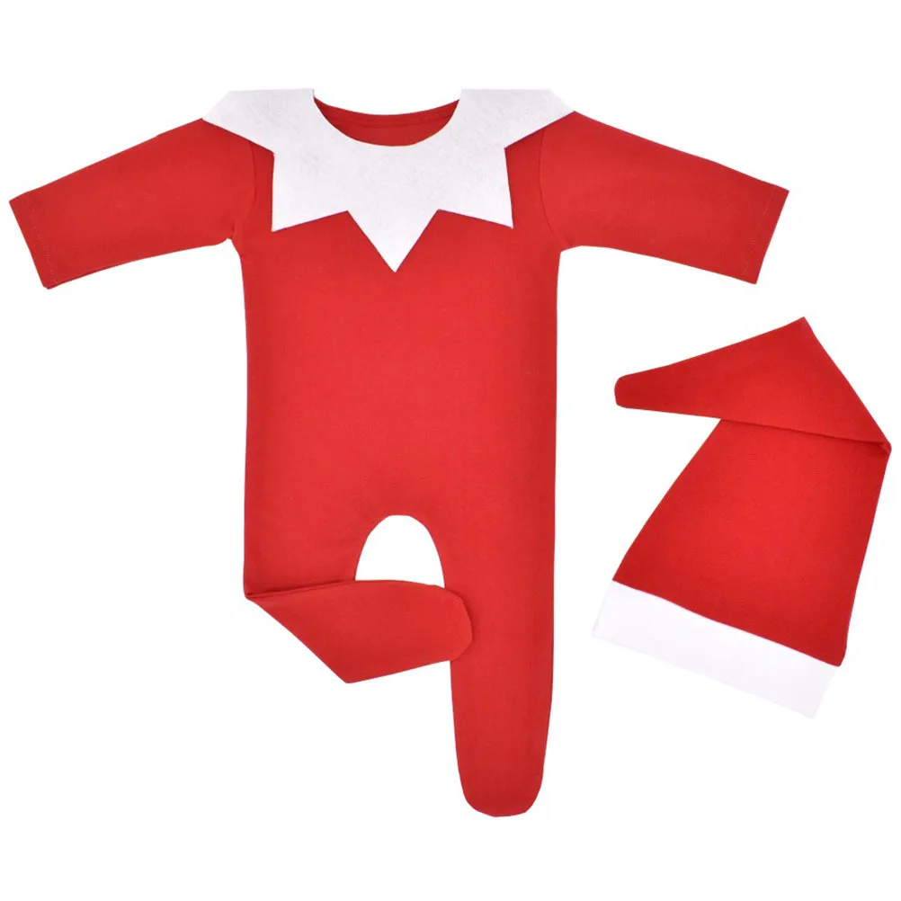 ชุดรอมเปอร์เด็กทารกแรกเกิด แขนยาว พร้อมหมวก ปกคอ สำหรับถ่ายภาพคริสต์มาส เด็กชาย เด็กหญิง เสื้อผ้าเด็กทารก ชุดรอมเปอร์