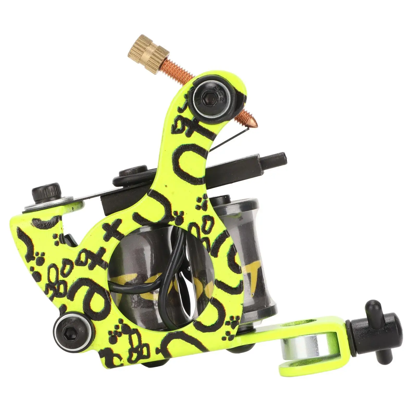 

Lemon Yellow Coil Tattoo Machine with 10 Wraps Iron Frame for Liner and Permanent Makeup Beginners