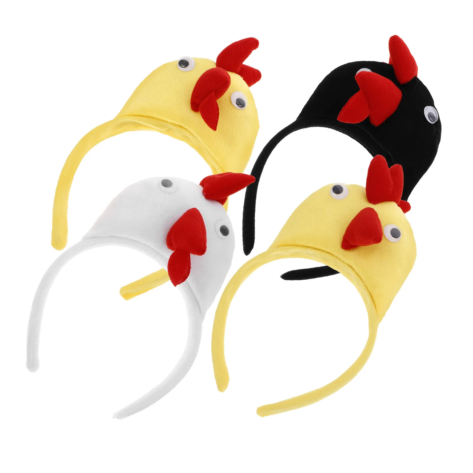 

4Pcs Rooster Headband Chicken Costume Accessory Animal Cosplay Party Favor for Farm Theme Celebration Decor