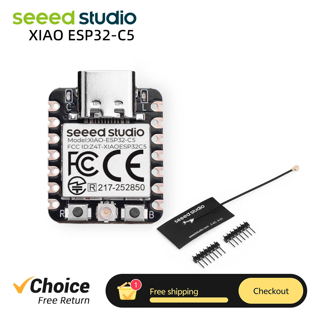 

Плата разработки Seeed Studio XIAO ESP32-C5 для IoT-приложений с поддержкой Wi-Fi 6 (5 ГГц), BLE 5.0, Thread и Zigbee