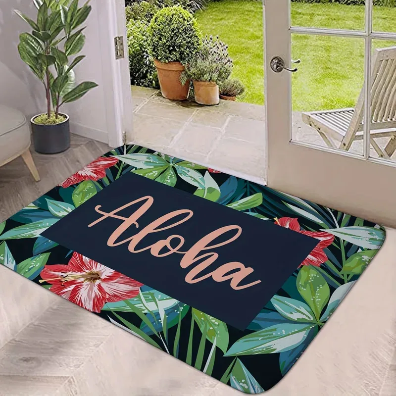 

SKC36Aloha Welcome Mat-Non-slip machine washable polyester doormat for indoor/outdoor use perfect for entryway and hallway d6Jn(