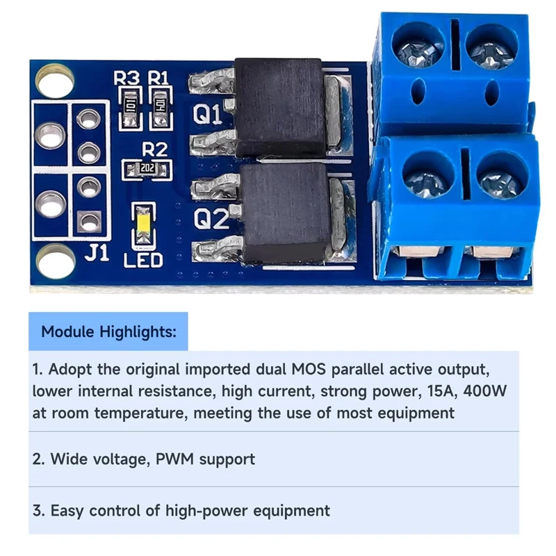 5 Stück Dual-Mosfet-Hochleistungs-Motorsteuerung DC 5V-36V 15A (Max 30A) 400W Dual-Hochleistungs-MOSFET-Auslöser-Schalter-Antriebsmodul – Detail 3