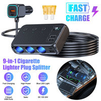 12V/24V Cigarette Lighter Plug Splitter 171W 1 QC 3.0+2 PD+3 USB Ports USB Charger Extension Cord Multi-functional Car Charger