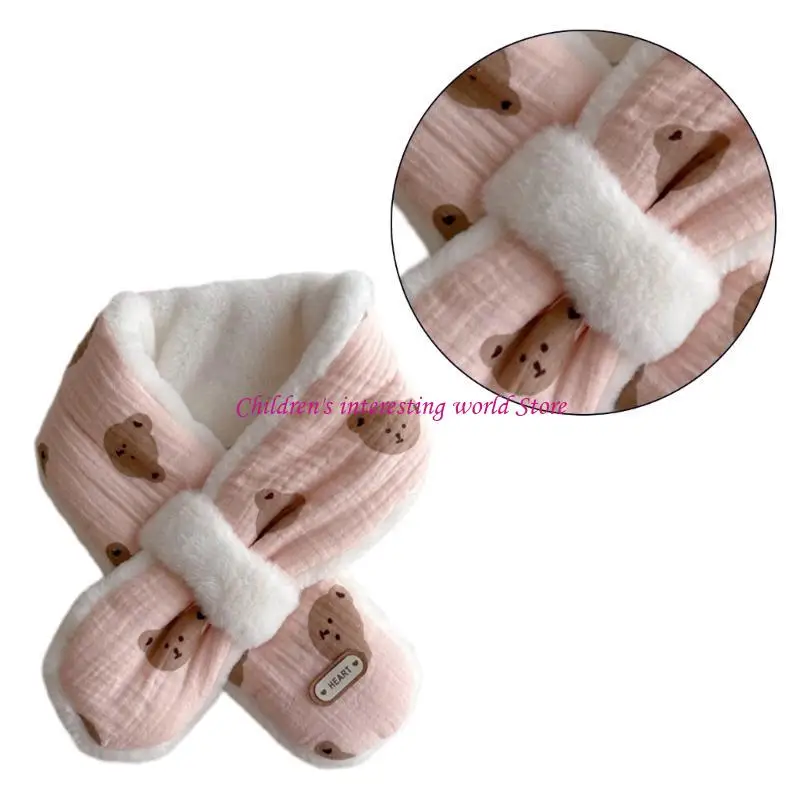 Cartoon Animal Pattern Neck Scarf Plush Long Neckerchief for Outdoor Activities 425F