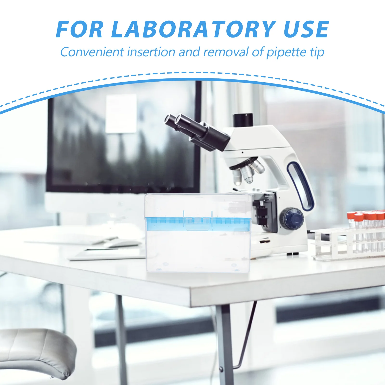 

100 Positions Laboratory Pipette Tip Box Rectangular Durable Plastic Convenient for 1000ul 1ml Pipettor Tips Easy Insertion