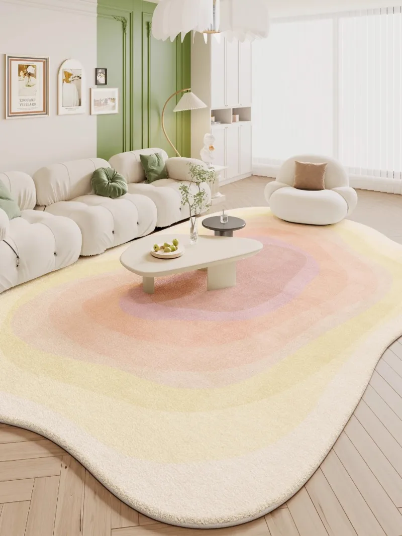 

Irregular shaped carpet living room soft peach imitation cashmere sofa bedroom bedside floor