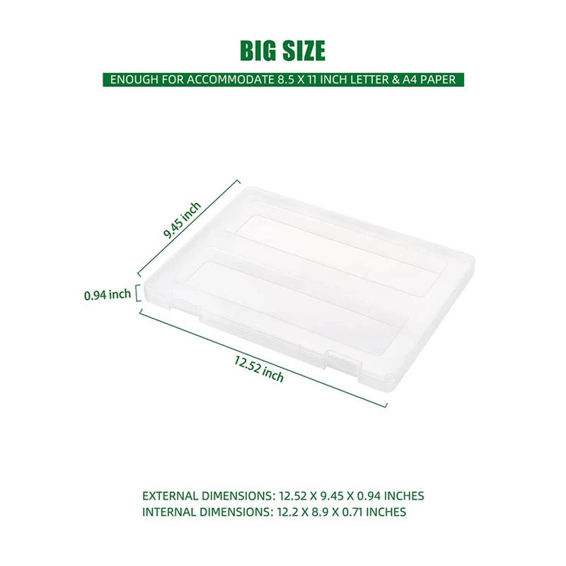4 Pack A4 File Portable Project Case Plastic File Storage Box For 8.5X11in Letter Paper, Scrapbook Documents Magazines Holder