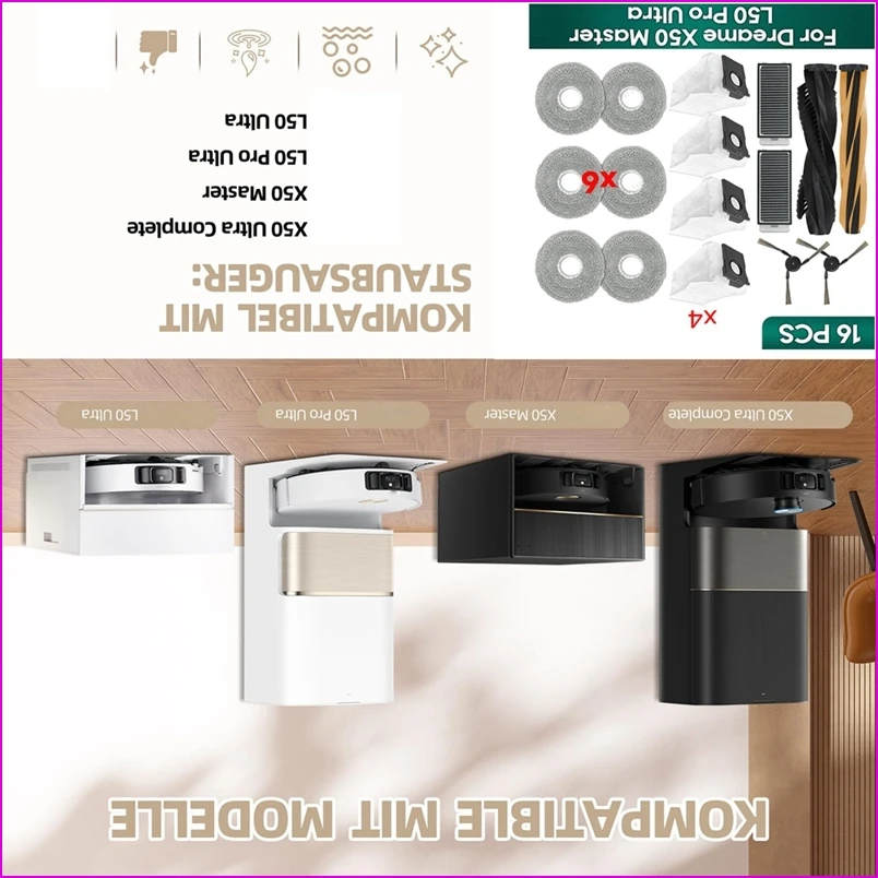 For X50s/L50/L40s Pro Ultra Sweeping Robot Spare Parts Main Side Brush Mop Cloth Dust Bag Filter Accessories-A57M
