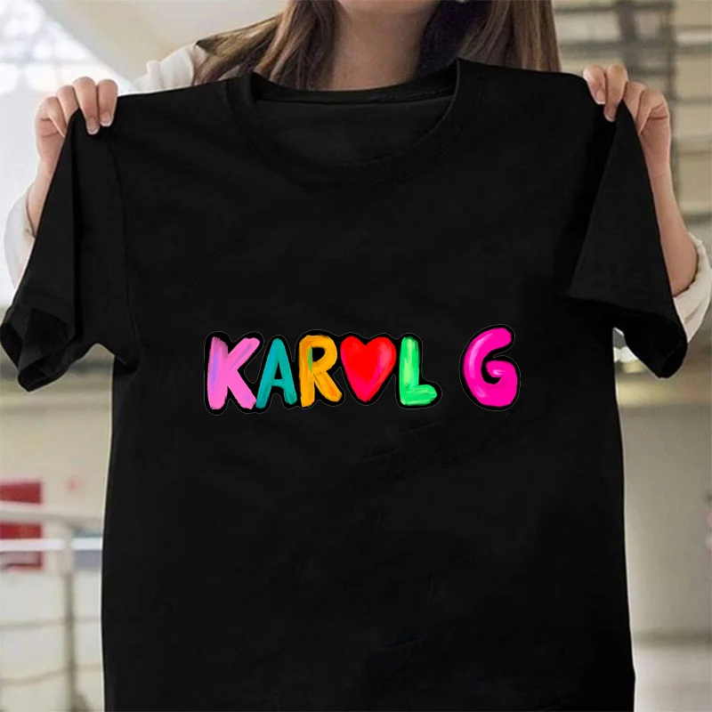 Women's new fashion karol g colorful letters t-shirt karol g t-shirt women's casual summer karol g shirt