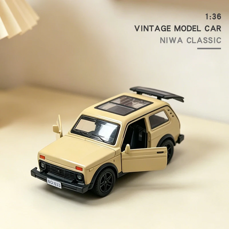 Modelo de Auto a Escala 1:36 de Aleación, LADA NIWA Soviético Clásico, Réplica de Vehículo en Miniatura para Colección
