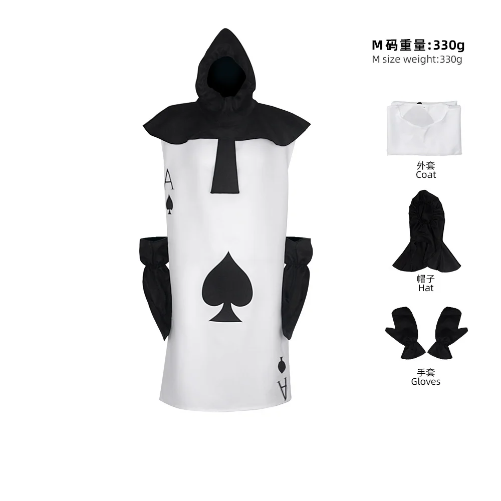 Anime Ace Poker Cosplay Costume Adult Unisex Cards Spades Soldier Coat Performance Suit Halloween Jumpsuit Outfit Party